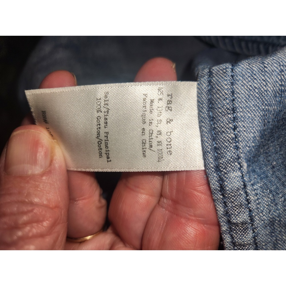 RAG & BONE Denim Lace Up Front Short Sleeve Blouse M Chambray Top Comfy casual - Picture 9 of 10